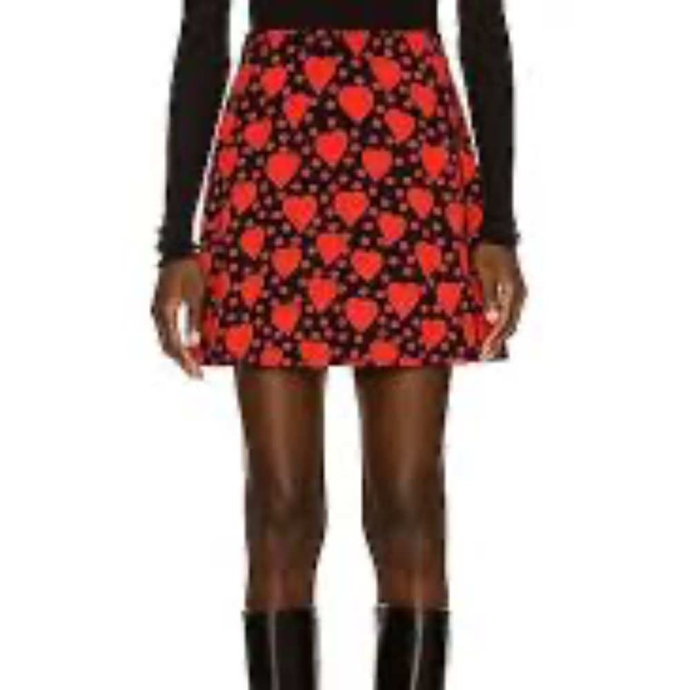 Saint Laurent - Heart Dot Mini Skirt In Red - 38fr